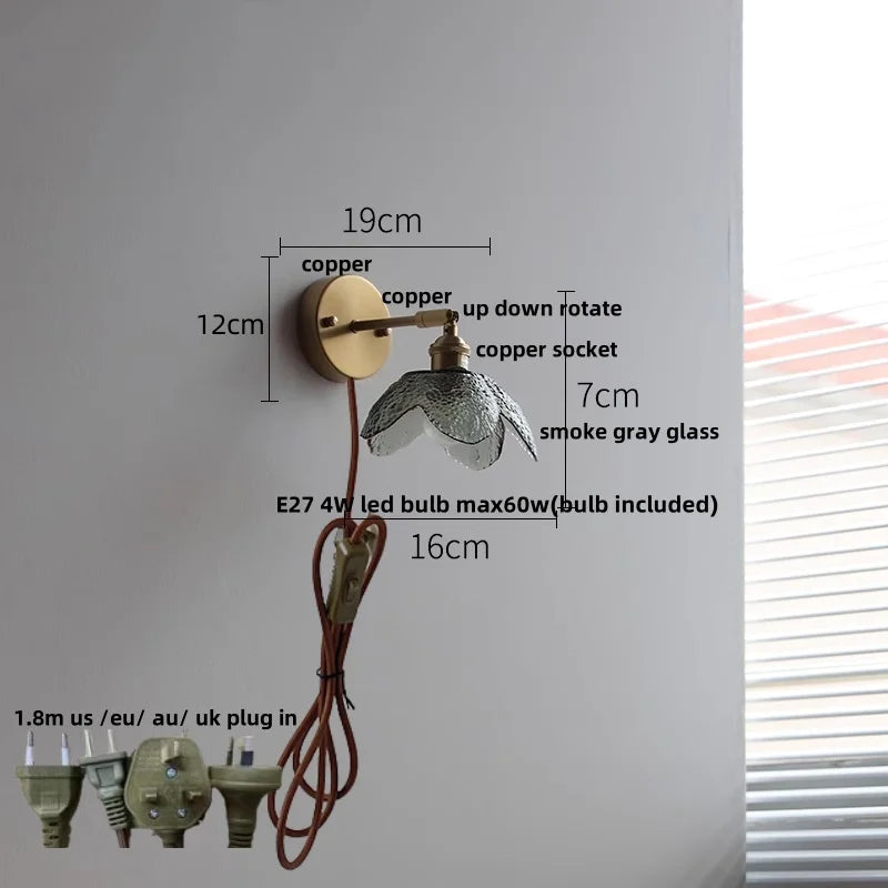 Helnys Gray Glass LED Wall Lights Modern Nordic Design