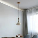 Helnys Round Wood White Ceramic LED Pendant Lamp for Home Decor