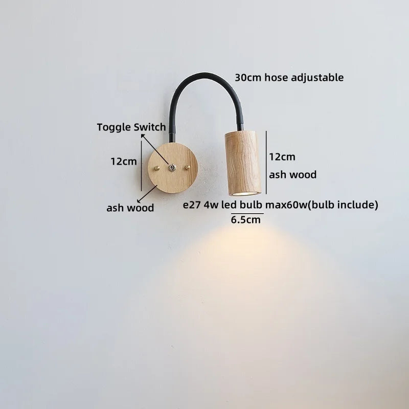 Helnys Wooden Up Down LED Wall Light with Pull Chain Switch