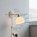 Helnys White Glass LED Wall Lights with Copper Arm Socket for Bedroom & Living Room