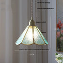 Helnys Tiffany LED Pendant Light Flower Glass Hanging Lamp for Home Decor