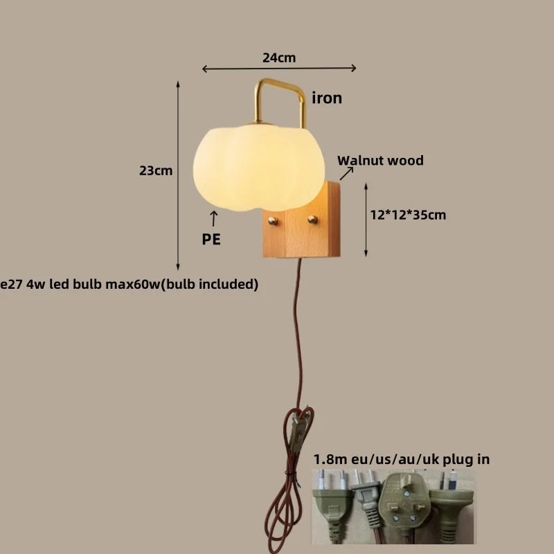 Helnys Nordic Walnut Wood LED Wall Lamp Luminaire