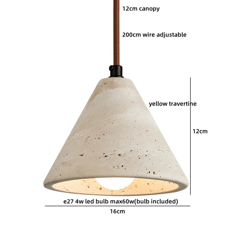 Helnys Yellow Travertine LED Pendant Lamp Modern Nordic Hanging Lights Industrial Style