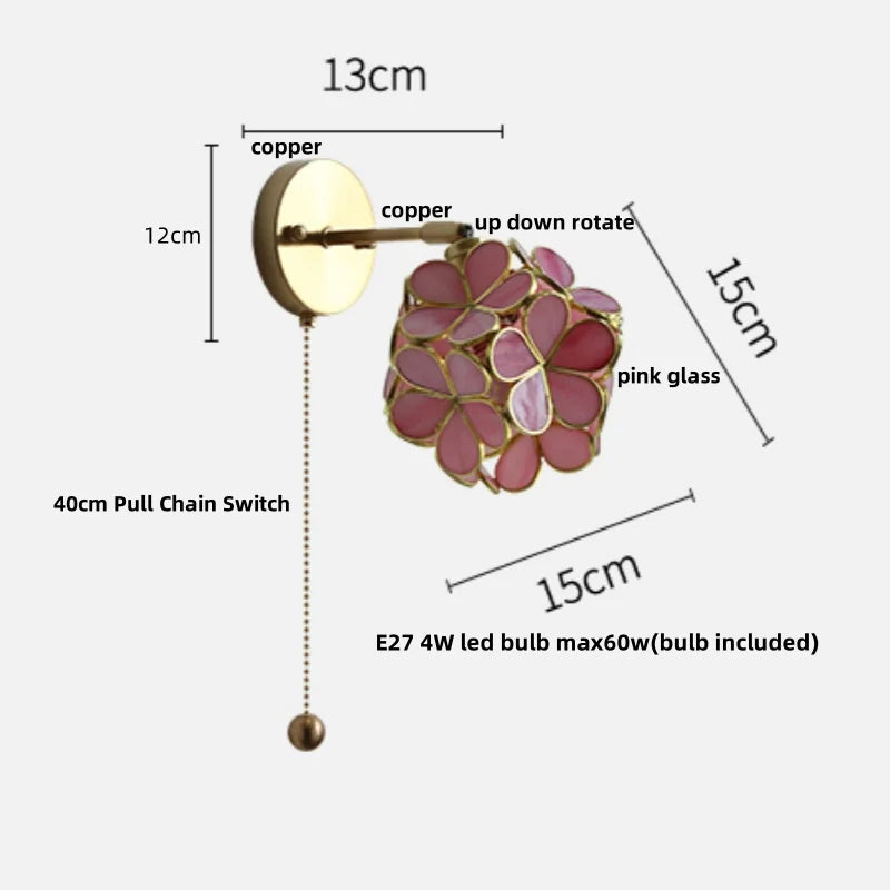 Helnys Copper Lampshade LED Wall Light - Modern Nordic Bedroom Balcony Up Down Lamp