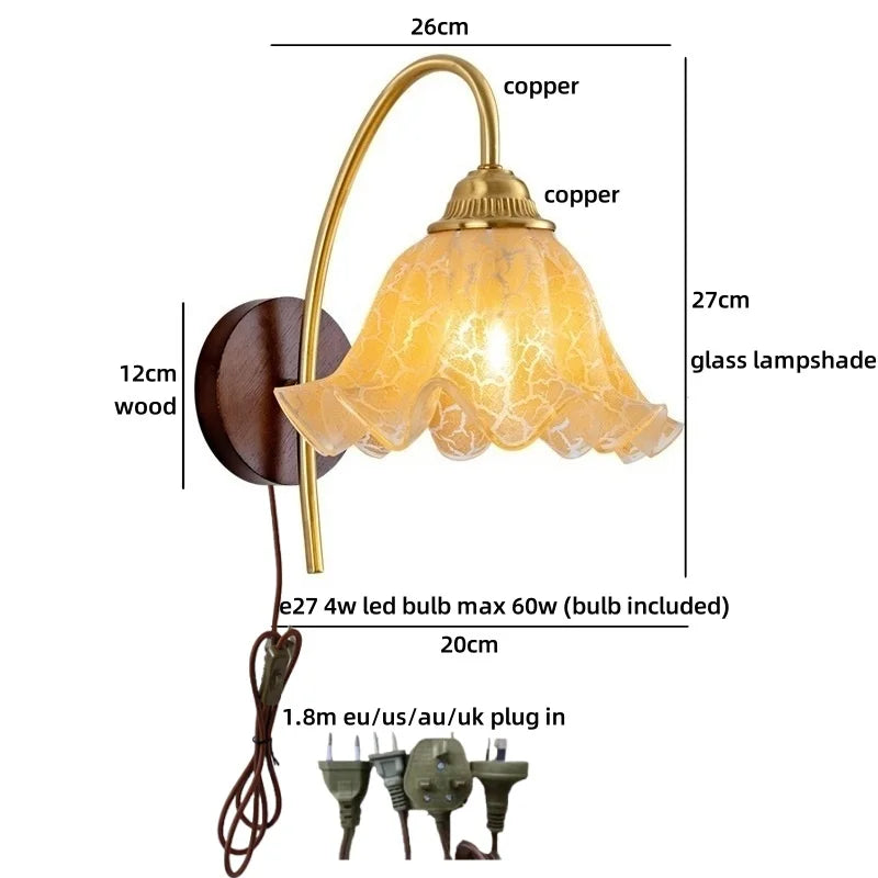 Helnys Flower Cloth LED Wall Lamp for Bedroom Girls - Wall Art Decor Stair Light
