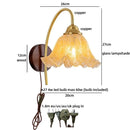 Helynys Glass Flower LED Wall Light - Bedroom Luxury Vintage Wood Wall Lamp