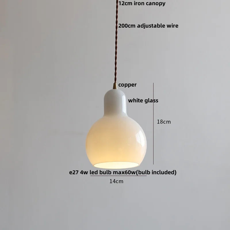 Helnys White Glass Copper LED Pendant Light Fixture - Modern Nordic Design