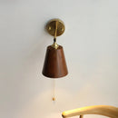 Helnys Walnut Wood LED Wall Light Fixture Sconce Rotate Copper Socket Bedside Lamp