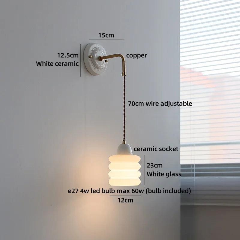 Helnys Ceramic Glass LED Wall Light Mirror for Bathroom and Bedroom