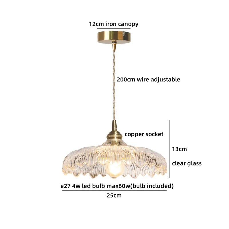 Helnys Crystal Glass LED Pendant Lights - Japan Style Hanging Lamp Fixtures