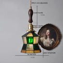 Helnys Vintage Europe Style LED Pendant Light with Wood, Copper, Glass Lampshade