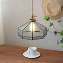 Helnys Gray Glass LED Pendant Light with Iron Canopy, Knob Switch