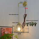 Helnys Vintage Glass Brass LED Wall Sconce Switched Vanity Light