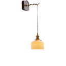 Helnys Modern LED Wall Sconce with Ceramic Lampshade & Wooden Base