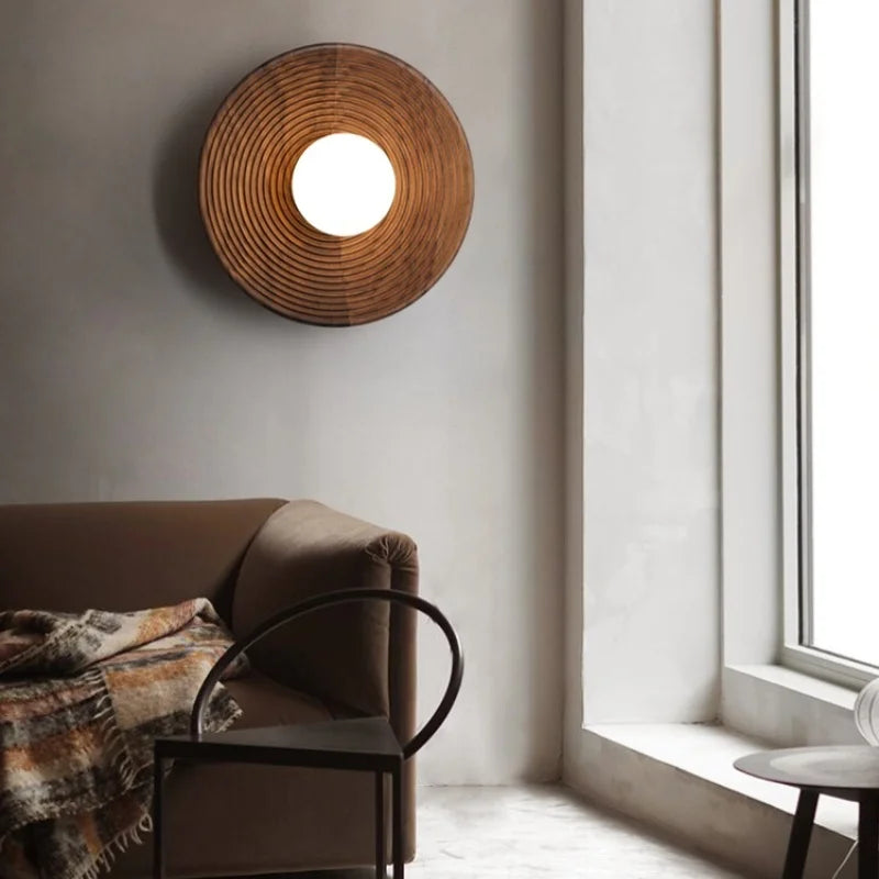 Helnys Nordic LED Wall Light Walnut Wood Glass Bedside Lamp Modern Luminaire