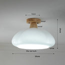 Helnys Glass LED Pendant Light 30W Vintage Wood Hanging Lamp