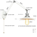 Helnys Vintage White LED Wall Sconce with Pull Chain Switch