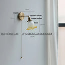 Helnys Nordic LED Glass Wall Lights with Brass Pull Chain Switch