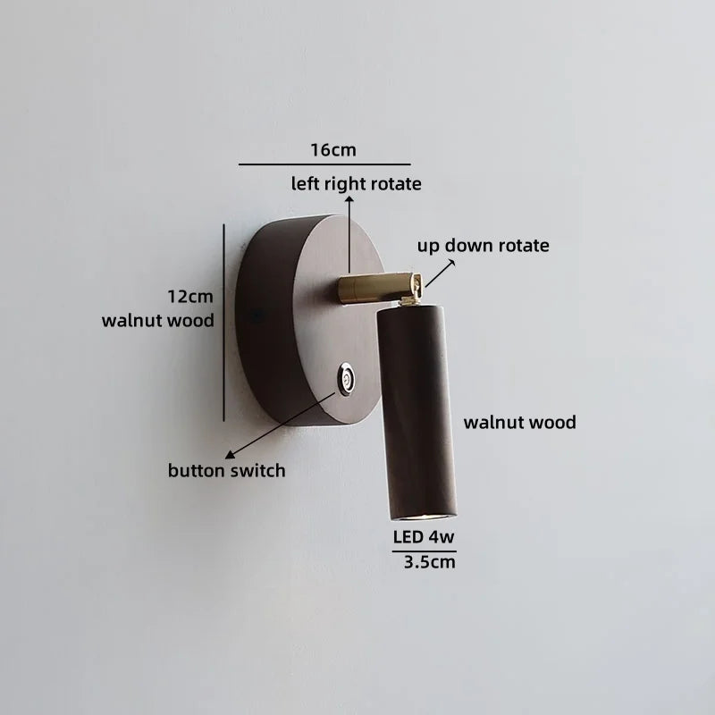 Helnys Wooden Up Down LED Wall Light with Pull Chain Switch