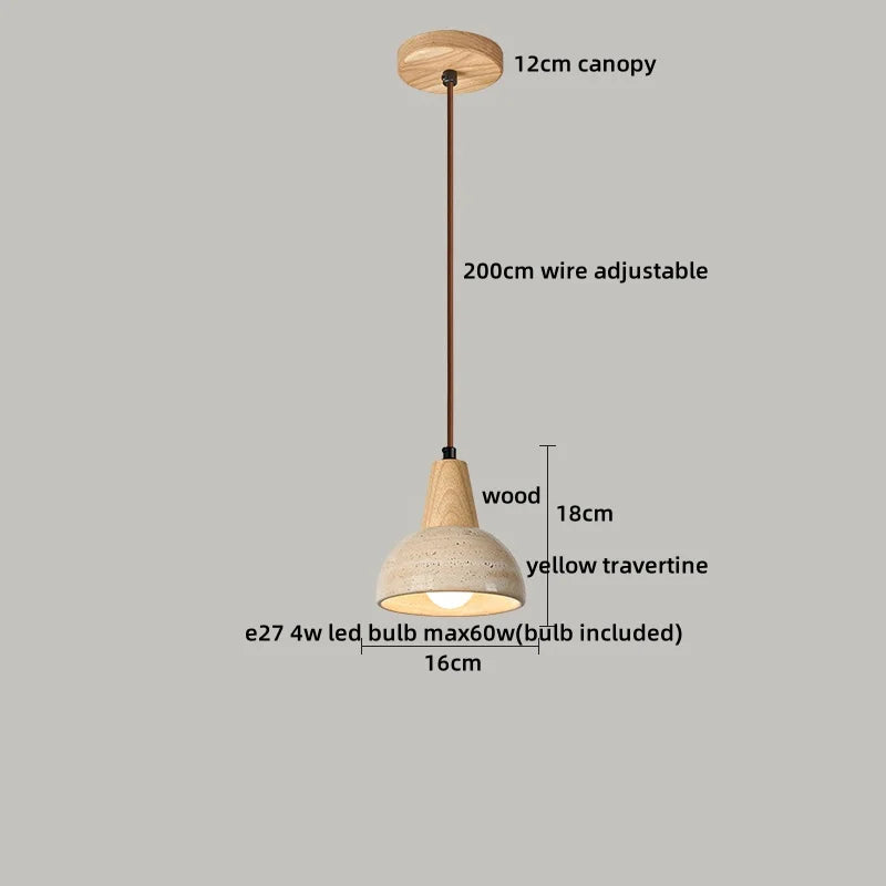 Helnys Yellow Travertine LED Pendant Lights Fixture - Nordic Modern Hanging Lamp