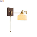Helnys Wood Swing Arm LED Wall Light Rotatable Bedside Lamp