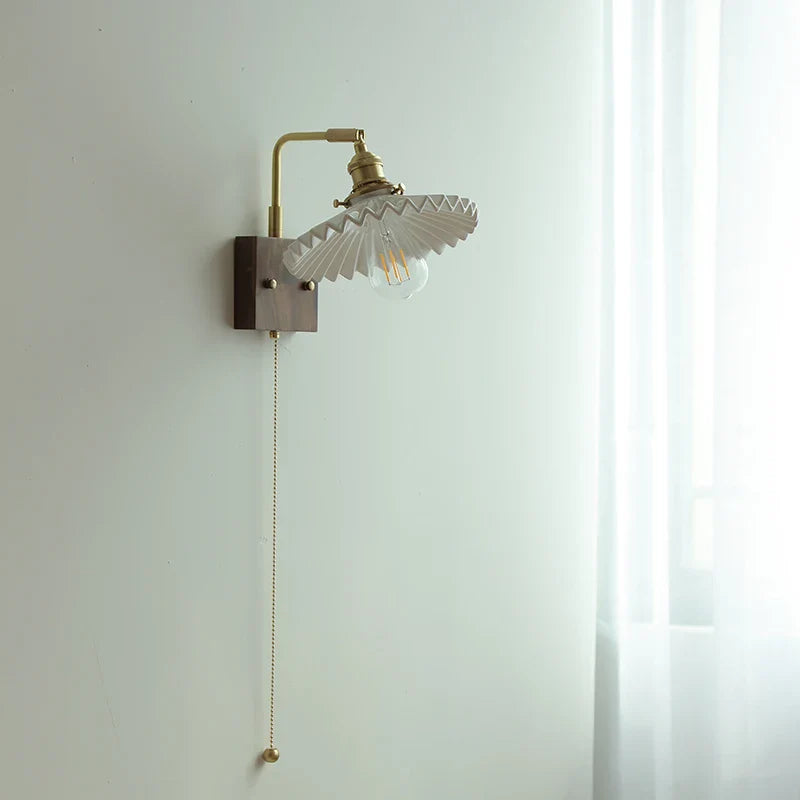 Helnys Nordic Modern Walnut Wood LED Wall Lamp with Rotatable Ceramic Copper Switch
