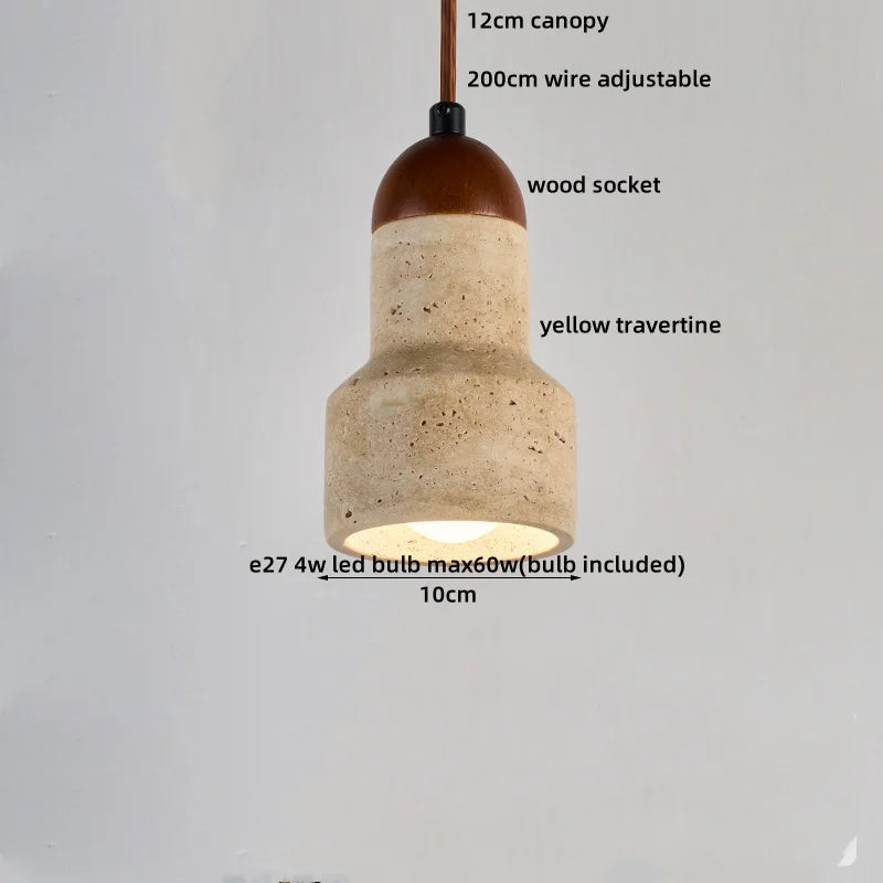 Helnys Yellow Travertine LED Pendant Lights - Nordic Modern Handing Lamp for Home