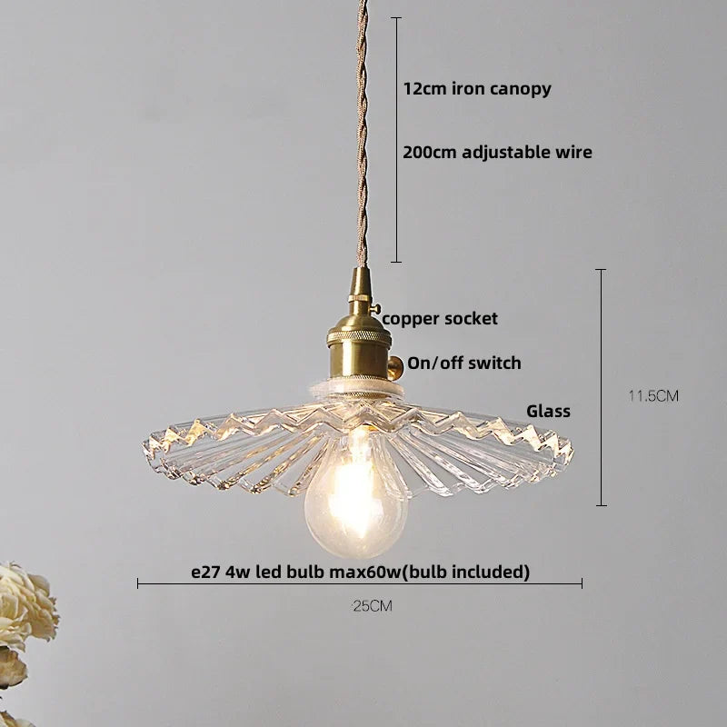 Helnys Nordic Glass LED Pendant Light for Study Porch Dining Room Home Decor