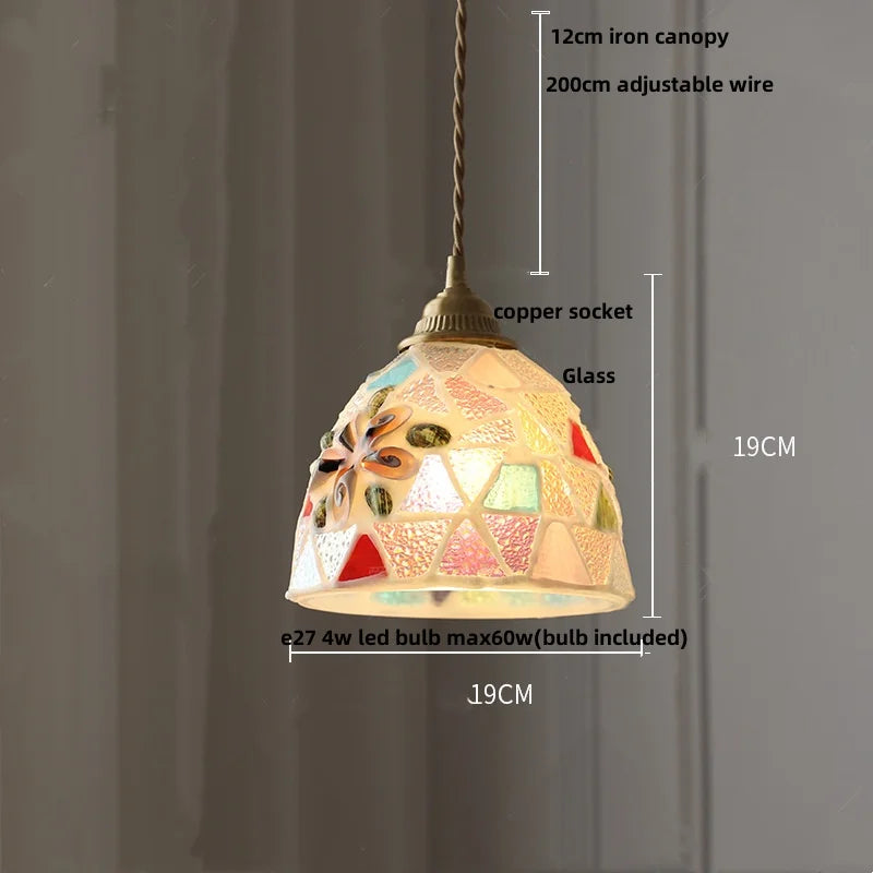 Helnys Walnut Wood LED Glass Pendant Light Fixture - Modern Nordic Hanging Lamp
