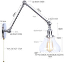 Helnys Vintage Industrial Swing Arm LED Wall Sconce with Pull Chain Switch
