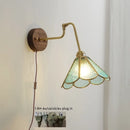 Helnys Amber Glass Ball Wall Sconce with Pull Chain Switch and Adjustable Arm