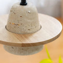Helnys LED Pendant Light Fixture with Natural Yellow Travertine Materials