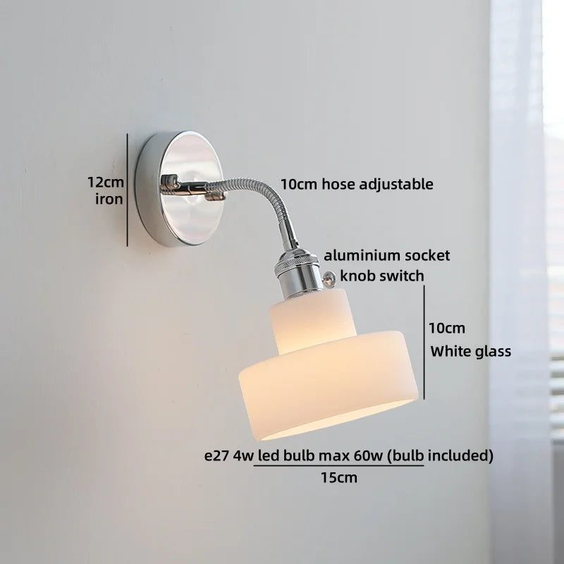 Helnys Round Glass Ball LED Wall Light - Gold Brass Base Nordic Bedroom Bedside Lamp