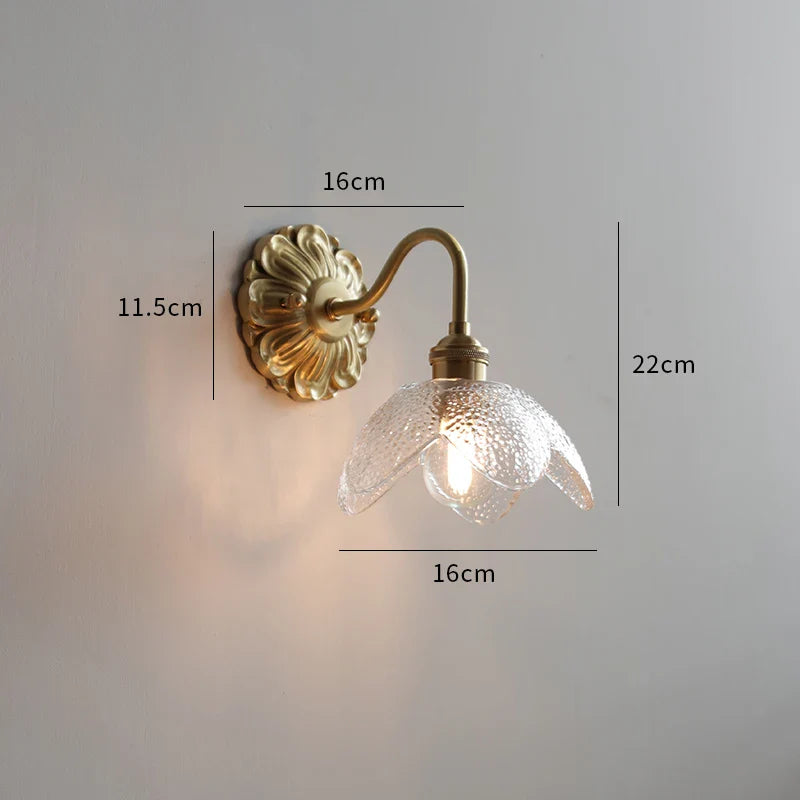 Helnys Smoke Gray Glass LED Wall Sconce - Modern Copper Wandlamp Fixtures