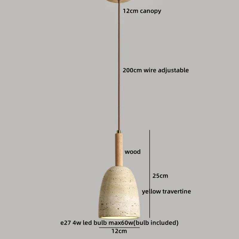 Helnys Yellow Travertine LED Pendant Light - Nordic Modern Hanging Lamp
