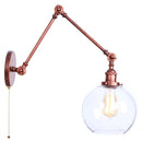 Helnys Vintage Swing Arm Wall Lights with Pull Chain Switch and Glass Ball