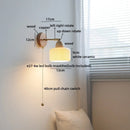 Helnys Nordic LED Wall Light Copper Arm White Glass Bedside Lamp