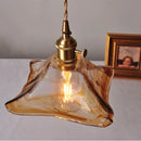 Helnys Amber Glass Pendant Light with Copper Knob Switch - Vintage Loft LED Fixture