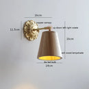 Helnys LED Wall Sconce Switch Wood Bedroom Living Room Copper Arm Wall Light