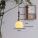 Helnys Ceramic LED Pendant Light with Wood Handle and Copper Socket