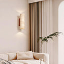 Helnys Round Stone LED Wall Light Sconce Yellow Travertine Nordic Modern Beside Lamp