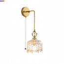 Helnys Nordic Crystal Glass Wall Sconce LED Light Fixture Antique Brass Gold Bedroom Lamp