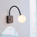 Helnys Glass Ball LED Wall Lamps Black Hose Adjustable Square Wood Bathroom Lights