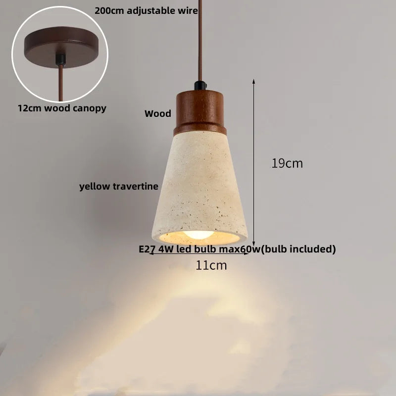 Helnys Yellow Travertine LED Pendant Lights - Nordic Modern Hang Lamp