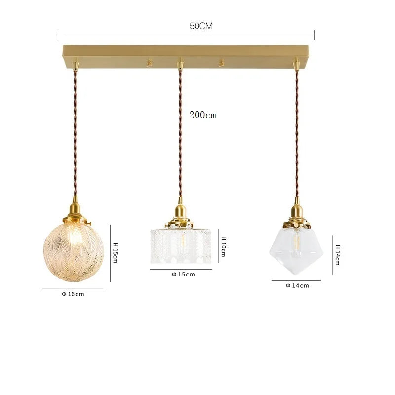 Helnys Clear Glass LED Pendant Light - Copper Nordic Modern Hanging Lamp
