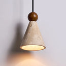 Helnys Adjustable LED Pendant Lights Yellow Travertine Hang Lamp Nordic Modern Wood