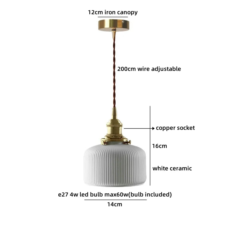 Helnys Ceramic Shade LED Chandelier Pendant Light for Kitchen Decor