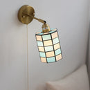 Helnys Vintage Glass Wall Sconce Blue White Art Shade LED Stair Bathroom Light