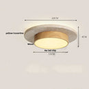 Helnys LED Ceiling Light Japan Style Yellow Travertine Stone Wood Base