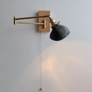 Helnys Clear Glass Copper LED Wall Lights with Pull Chain Switch and Walnut Wood Canopy